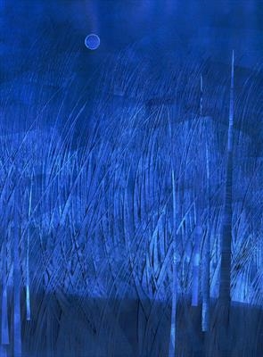 Night Meadow in Prussian Blue