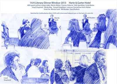 14/4 Literary Dinner 2013 at the Harte & Gartel Hotel by Cynthia Barlow Marrs SGFA, Drawing, Ballpoint pen on paper