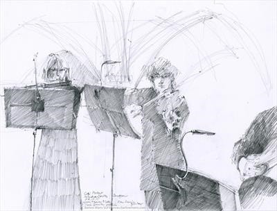 Café Mozart Concert in the Dungeon, Windsor Castle 2015 by Cynthia Barlow Marrs SGFA, Drawing, Graphite on Bristol Board
