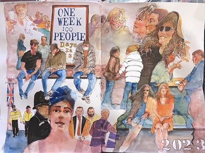 Days 2 and 3 - One Week 100 People 2023 by Cynthia Barlow Marrs SGFA, Drawing