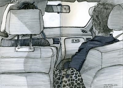 Driven by Cynthia Barlow Marrs SGFA, Drawing, Pigment liner pen and wash pens in A5 sketchbook