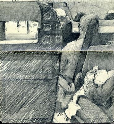 Flight by Cynthia Barlow Marrs SGFA, Drawing, Graphite in A5 Moleskine sketchbook