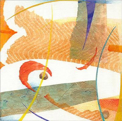 Kite Salmon by Cynthia Barlow Marrs, Painting, Hand-coloured papers on canvas board