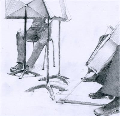 The Jubilee String Quartet in recital by Cynthia Barlow Marrs SGFA, Drawing, 0.5mm mechanical pencil on paper
