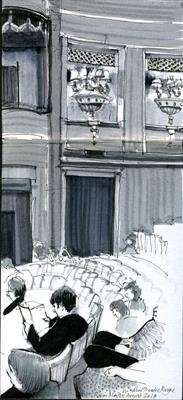 Theatre Royal, Windsor by Cynthia Barlow Marrs SGFA, Drawing, Pen and ink in A6 sketchbook